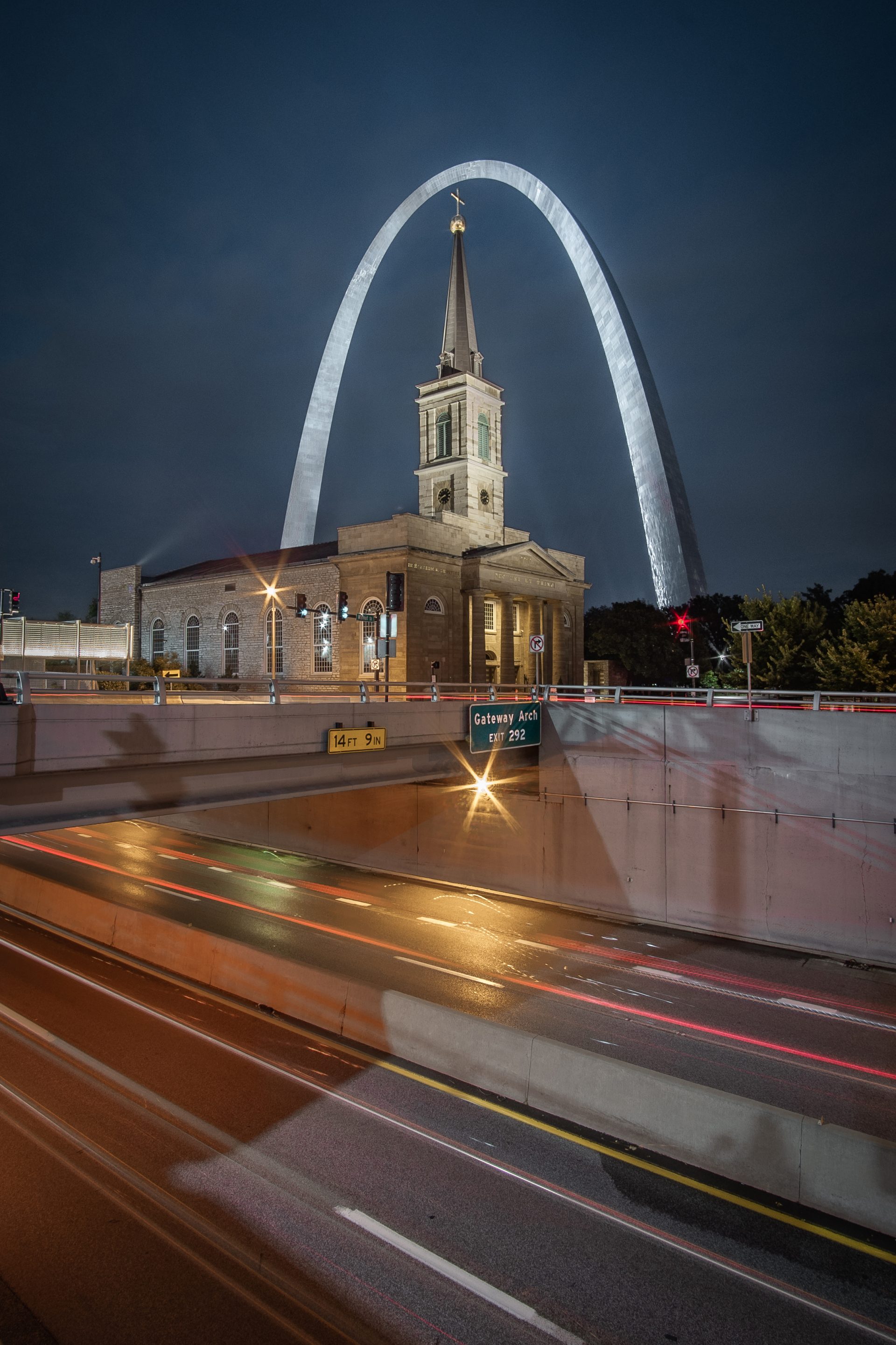 St. Louis Old Cathedral and the Arch at Night
