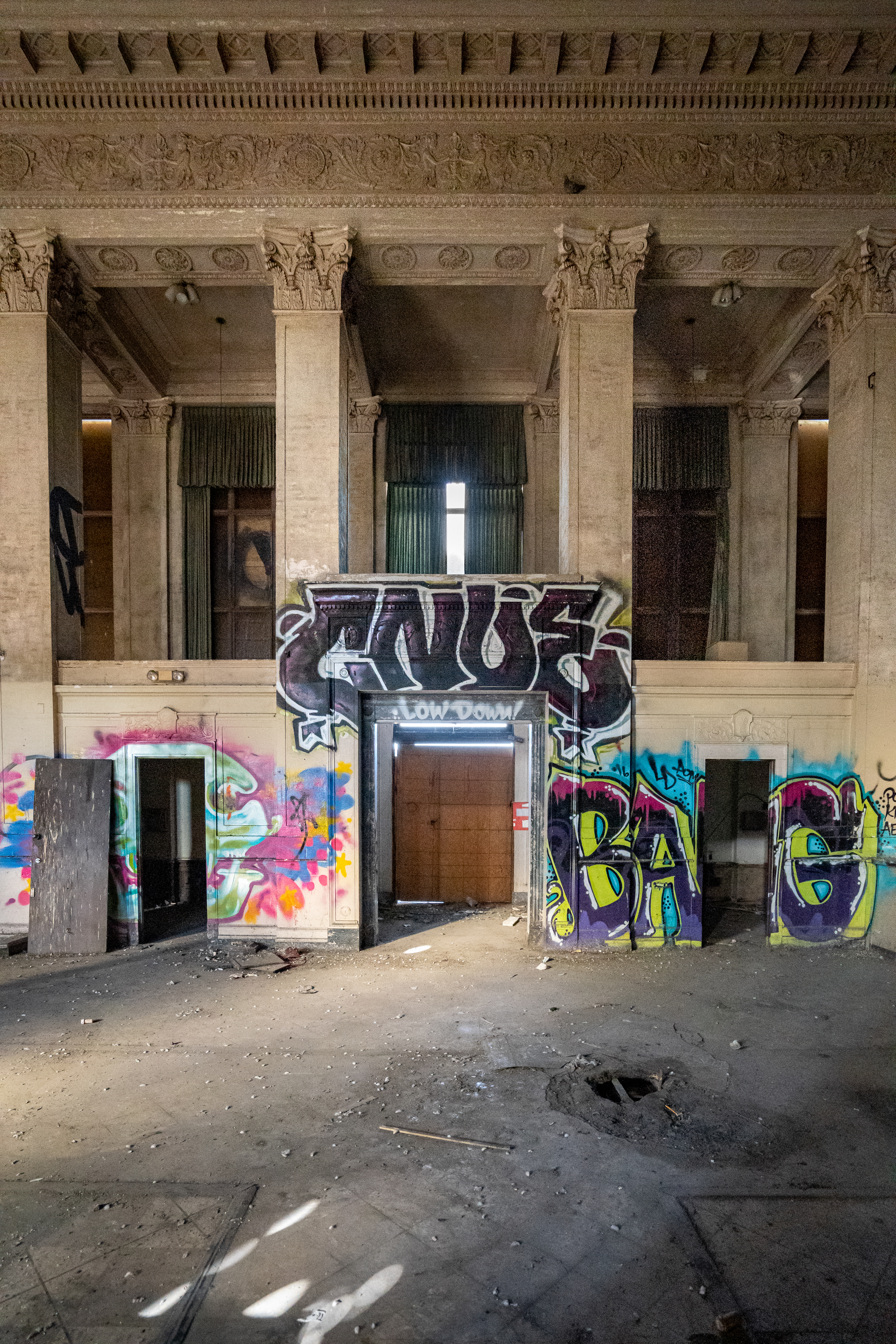 Abandoned St. Louis Cass Bank/Greyhound Bus Station Main Entrance